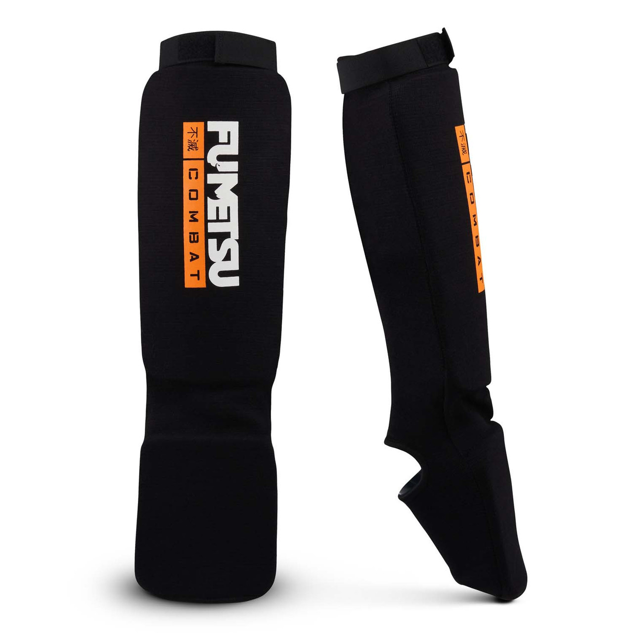 Fumetsu Ghost Elasticated Shin Instep Guards Black Martial Art Shop