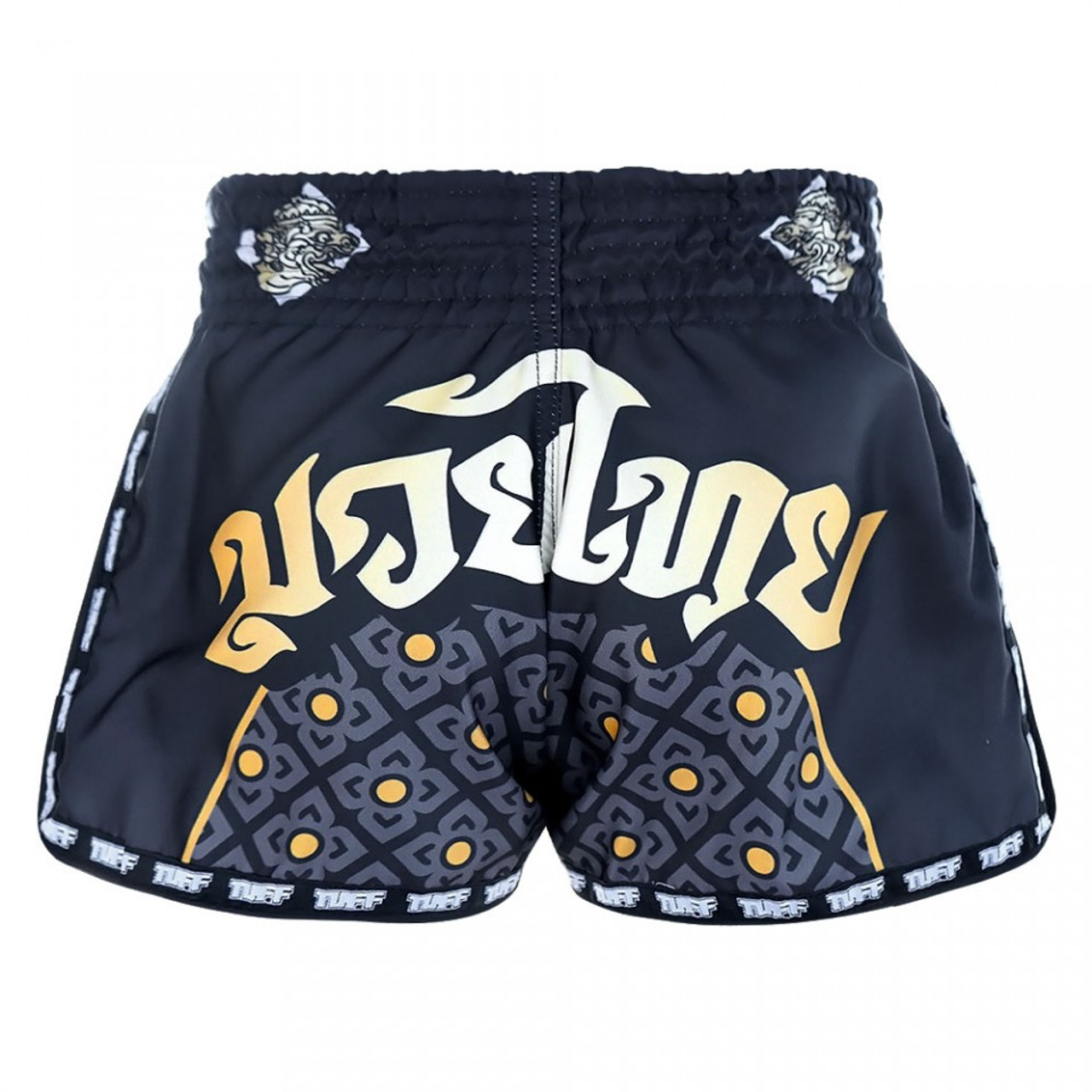 TUFF Muay Thai Shorts Retro Style White War Elephant