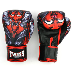 FBGVL4 Twins Kabuki Boxing Gloves Black Red