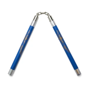 Deluxe Foam Speed Nunchucks With Chain - Blue/Silver 11"