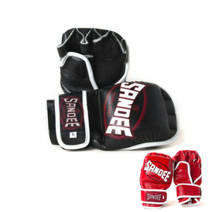 Sandee Black White Leather MMA Sparring Glove Sandee Black White Leather MMA Sparring Glove