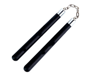 Black Hard Rubber Ball Bearing Nunchaku 12 Inch