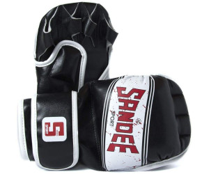 Sandee Sport Black & White Synthetic Leather MMA Sparring Glove