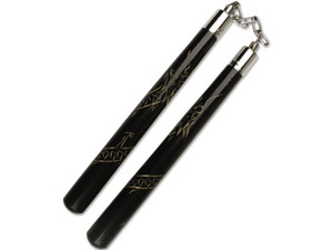 Wooden Deluxe Black Oak Carved Dragon Nunchaku Wooden Deluxe Black Oak Carved Dragon Nunchaku