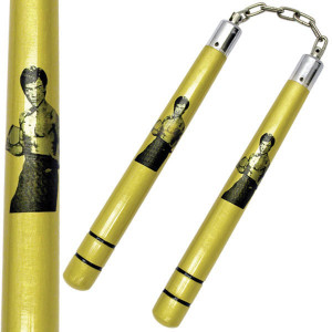 Deluxe Wooden Gold Bruce Lee Nunchaku