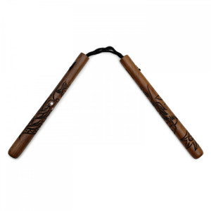 Deluxe Red Oak Carved Dragon Nunchaku Cord Deluxe Red Oak Carved Dragon Nunchaku Cord