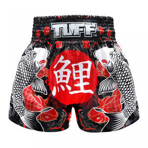 TUFF Muay Thai Shorts Black Japanese Koi Fish TUFF Muay Thai Shorts Black Japanese Koi Fish