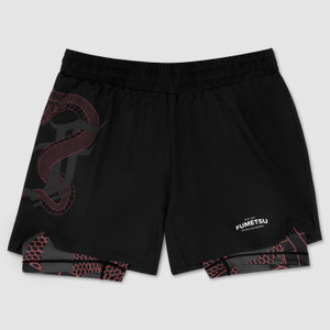 Fumetsu Anaconda Dual Layer Fight Shorts Black Red