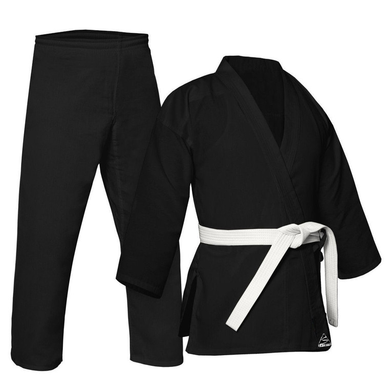 Spirit Traditional Black 100% Cotton Karate Uniform Kids