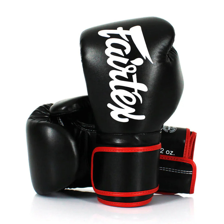 Fairtex BGV14 Microfibre Boxing Gloves Black Red Trim