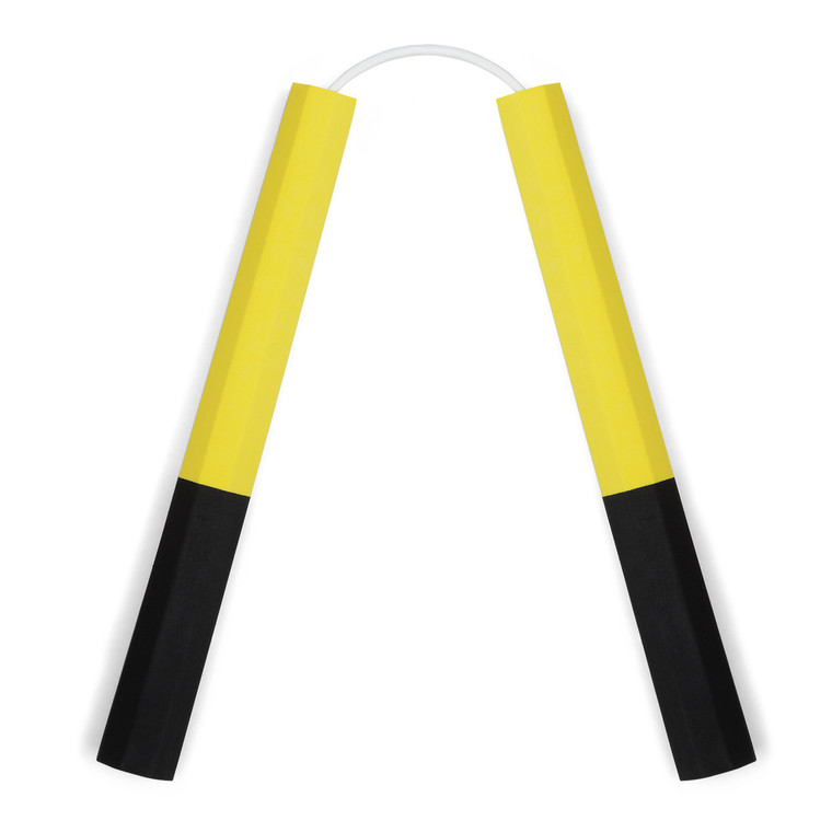 Octagonal Dense Foam Nunchaku Yellow/Black - 12"