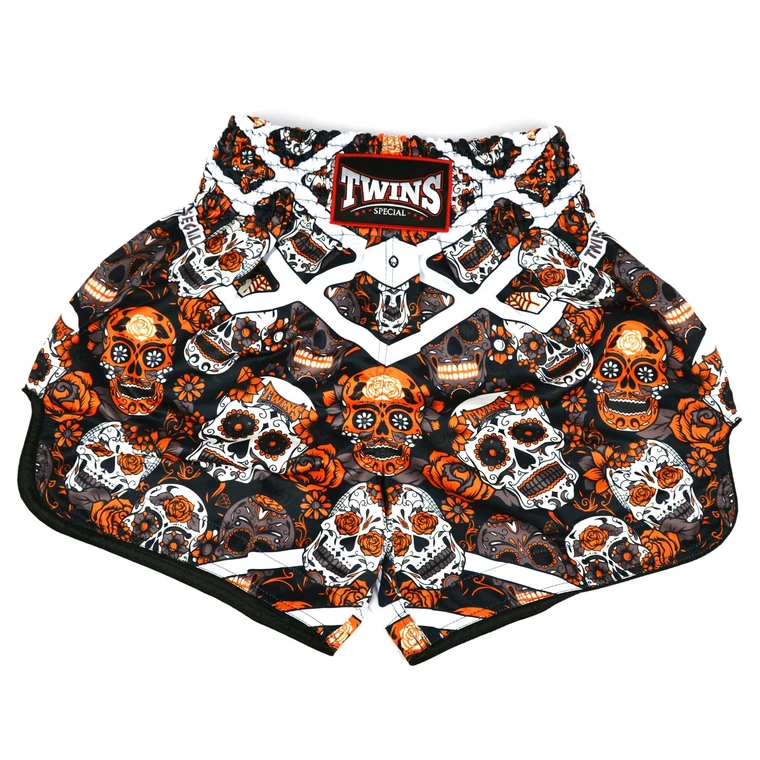 Twins Special Muay Thai Shorts Calaveras Orange