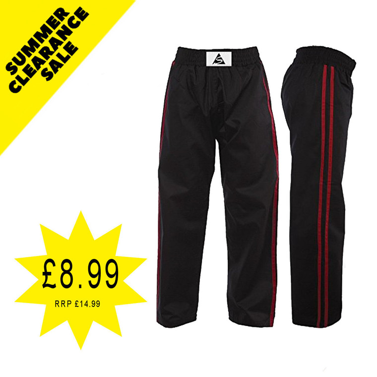 Spirit Black With Red Stripe Kids Kickboxing Trousers