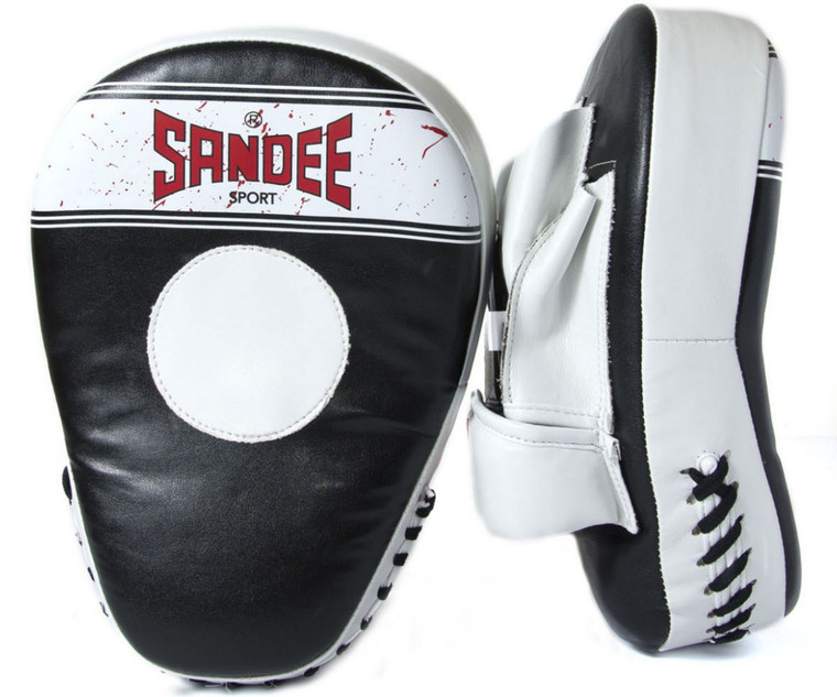 Sandee Sport Synthetic Leather Black & White Curved Focus Mitt