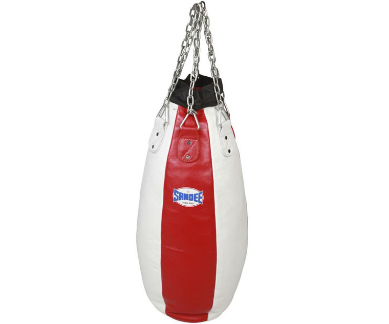 Sandee Red & White Full Leather Teardrop Punch Bag