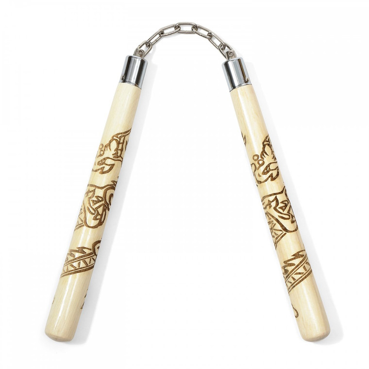 Deluxe Carved White Dragon Nunchaku Images