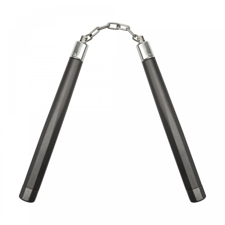 Heavy Aluminium Nunchaku With Chain Dark Grey