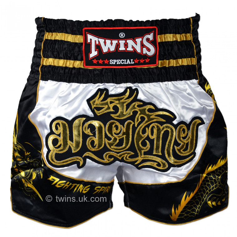 Twins White Black Dragon Muaythai Shorts