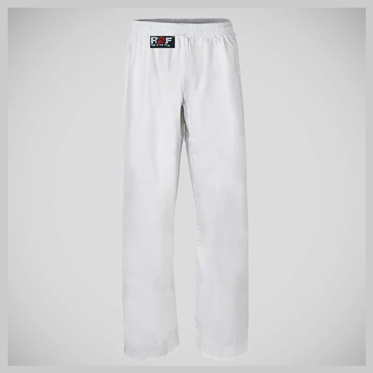 R2F Plain White Karate Trousers Pollycotton Adult