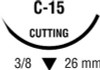 Nonabsorbable Suture with Needle Monosof~Dermalon Nylon C-15 3/8 Circle Reverse Cutting Needle Size 2 - 0 Monofilament SN-664G Box of 12