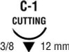 Nonabsorbable Suture with Needle Monosof~Dermalon Nylon C-1 3/8 Circle Reverse Cutting Needle Size 6 - 0 Monofilament SN-770G Box of 1