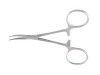 Hemostatic Forceps Miltex® Hartmann-Mosquito 3-1/2 Inch Length OR Grade German Stainless Steel NonSterile Ratchet Lock Finger Ring Handle Curved Serrated Tip 7-26 Pack of 1