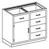 2013535000 Blickman Industries. Base Cabinet 35"W x 35 3/4"H x 22"D, (1) Stainless Steel Half Size Adjustable Shelf, (4) 1/4-1/2 Drawers, 35" Over (1) 3/4"H Hinged Door (DROP SHIP ONLY) (ea)