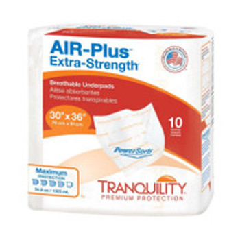 Disposable Underpad Tranquility® AIR-Plus Extra-Strength 30 x 36 Inch Powersorb® Material Heavy Absorbency 2711 Bag of 10