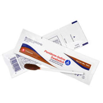 Dynarex Impregnated Swabstick with 10% Povidone Iodine, 50 Count per Box, Case of 10 Boxes