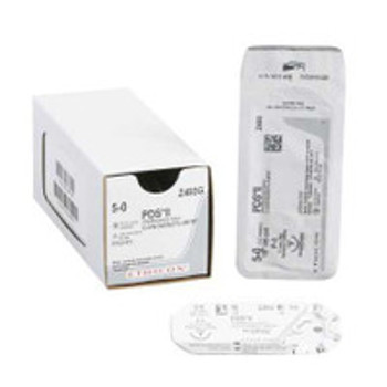 Absorbable Suture with Needle PDS II Polydioxanone P-3 3/8 Circle Precision Reverse Cutting Needle Size 5 - 0 Monofilament Z493G Box of 12