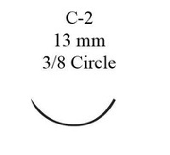 Nonabsorbable Suture with Needle Ethilon Nylon C-2 3/8 Circle Reverse Cutting Needle Size 6 - 0 Monofilament 667G Box of 12