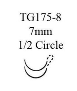 Nonabsorbable Suture with Needle Ethilon Nylon TG175-8 1/2 Circle Spatula Needle Size 8 - 0 Monofilament 1716G Box of 12
