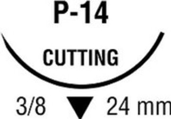 Nonabsorbable Suture with Needle Monosof~Dermalon Nylon P-14 3/8 Circle Precision Reverse Cutting Needle Size 3 - 0 Monofilament SN-5663G Box of 1