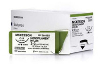 Nonabsorbable Suture with Needle McKesson Nylon C-15 3/8 Circle Reverse Cutting Needle Size 2 - 0 Monofilament S664GX Box of 1