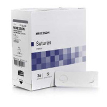 Absorbable Suture with Needle McKesson Monofilament P-13 3/8 Circle Precision Reverse Cutting Needle Size 4 - 0 Monofilament SZ494G Box of 1