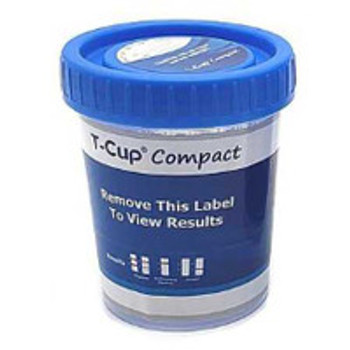 Drugs of Abuse Test Kit T-Cup® Compact AMP, BUP, BZO, COC, mAMP/MET, MTD, OPI300 (MOP), OXY, THC 25 Tests CLIA Waived CDOA-8105 Box of 25