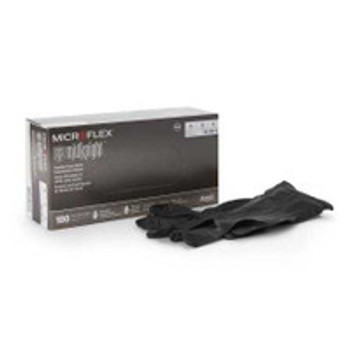 Exam Glove MICROFLEX® MidKnight Medium NonSterile Nitrile Standard Cuff Length Fully Textured Black Fentanyl Tested MK-296-M Case of 10