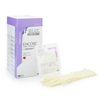 Surgical Glove ENCORE® Latex Textured Size 7 Sterile Latex Standard Cuff Length Fully Textured Ivory Chemo Tested 5785003 Box of 50