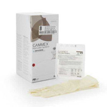 Surgical Glove GAMMEX® Non-Latex Sensitive Size 8 Sterile Polychloroprene Standard Cuff Length Micro-Textured Cream Chemo Tested 20277280 Box of 50