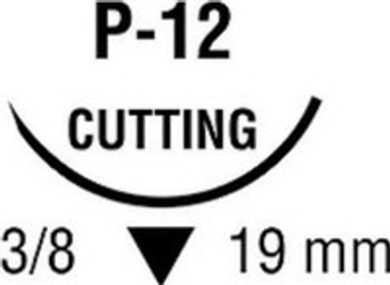 Nonabsorbable Suture with Needle Monosof~Dermalon Nylon P-12 3/8 Circle Precision Reverse Cutting Needle Size 4 - 0 Monofilament SN-5667 Box of 36