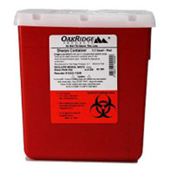 Sharps Container OakRidge Translucent Red Base 6-1/3 L x 4-2/3 W x 6-1/3 H Inch Vertical Entry 0.55 Gallon 0322-150R Case of 60