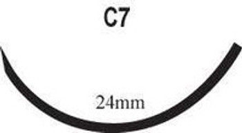 Absorbable Suture with Needle PolySyn Polyglycolic Acid C-7 3/8 Circle Reverse Cutting Needle Size 3 - 0 Braided 442B Box of 12