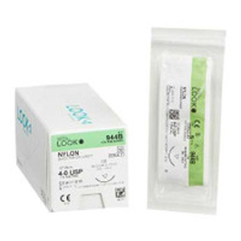 Nonabsorbable Suture with Needle LOOK® Nylon C-6 3/8 Circle Reverse Cutting Needle Size 4 - 0 Monofilament 944B Box of 12