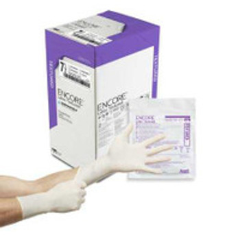 Surgical Glove ENCORE® Latex Textured Size 7.5 Sterile Latex Standard Cuff Length Fully Textured Ivory Chemo Tested 5785004 Case of 200