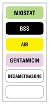 Pre-Printed Label UAL Anesthesia Label Multicolored Paper Miostat Bss Air Gentamicin Dexamethasone Black / White Medication Name 1/2 x 1-1/2 Inch ULAM894 Box of 25