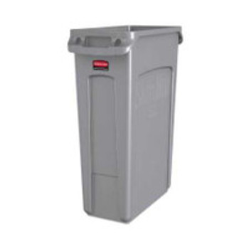 Trash Can Rubbermaid® Slim Jim® 23 gal. Rectangular Gray LLDPE Open Top FG354060GRAY Pack of 1
