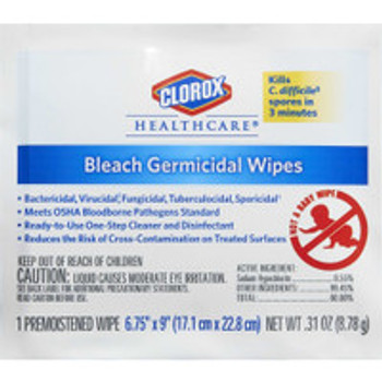 Clorox HealthcareSurface Disinfectant Premoistened Germicidal Manual Pull Wipe 50 Count Individual Packet Disposable Fruity Floral Bleach Scent NonSterile 31424 Carton of 50