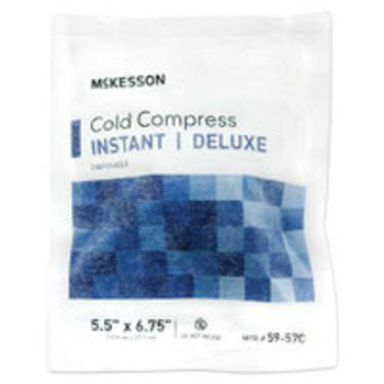 Instant Cold Pack McKesson Deluxe General Purpose Small 5-1/2 x 6-3/4 Inch Fabric / Calcium Ammonium Nitrate / Water Disposable 59-57C Case of 24