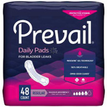 Bladder Control Pad Prevail 11 Inch Length Heavy Absorbency Polymer Female Disposable PV-916/1 Pack of 48