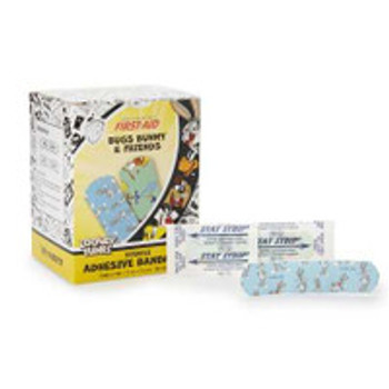 Adhesive Strip Looney Tunes Stat Strip® 3/4 x 3 Inch Plastic Rectangle Kid Design (Bugs and Daffy) Sterile 1085737 Case of 12